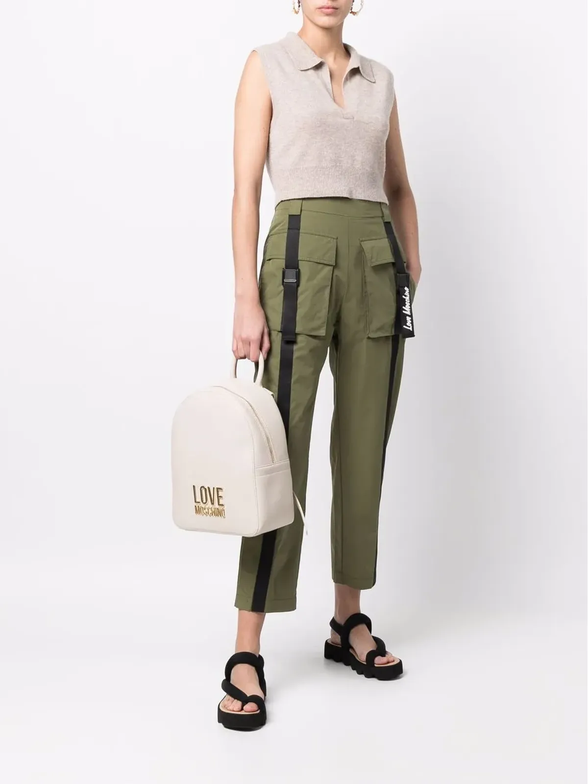 Love Moschino flap-pockets cotton-blend parachute trousers - Green - 画像2