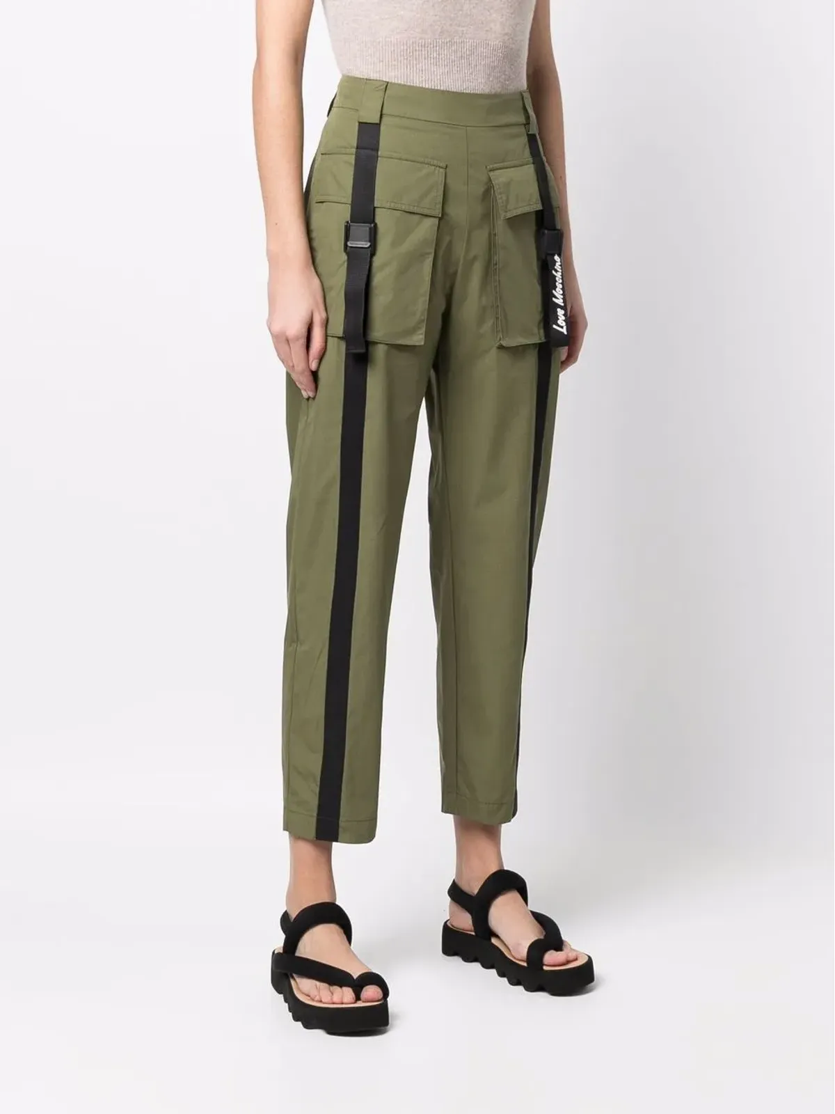 Love Moschino flap-pockets cotton-blend parachute trousers - Green - 画像3