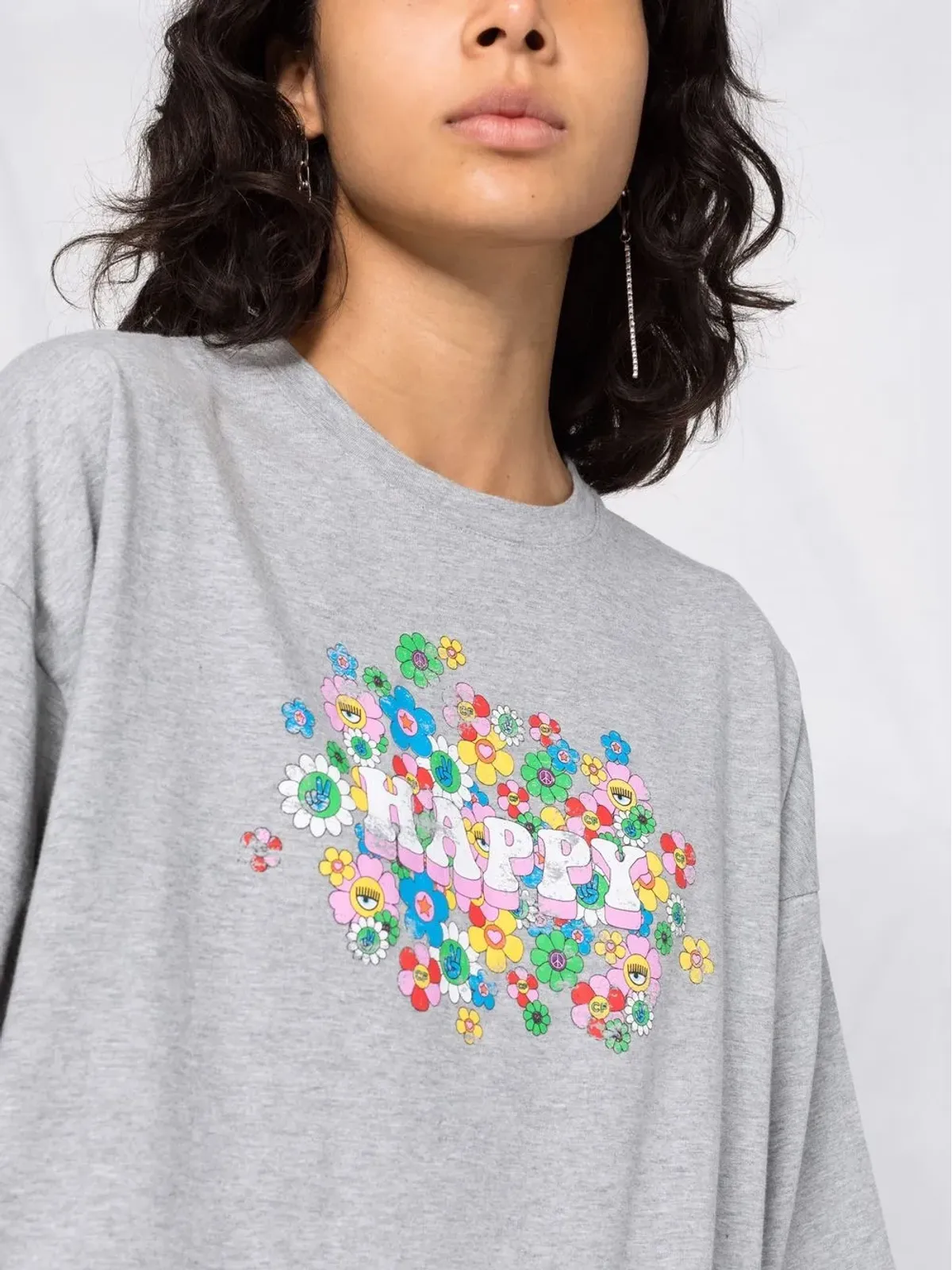 Chiara Ferragni ハッピープリント半袖Tシャツ - 画像3