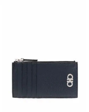 Ferragamo ロゴプレート付きレザー財布 - Blue - サムネイル1