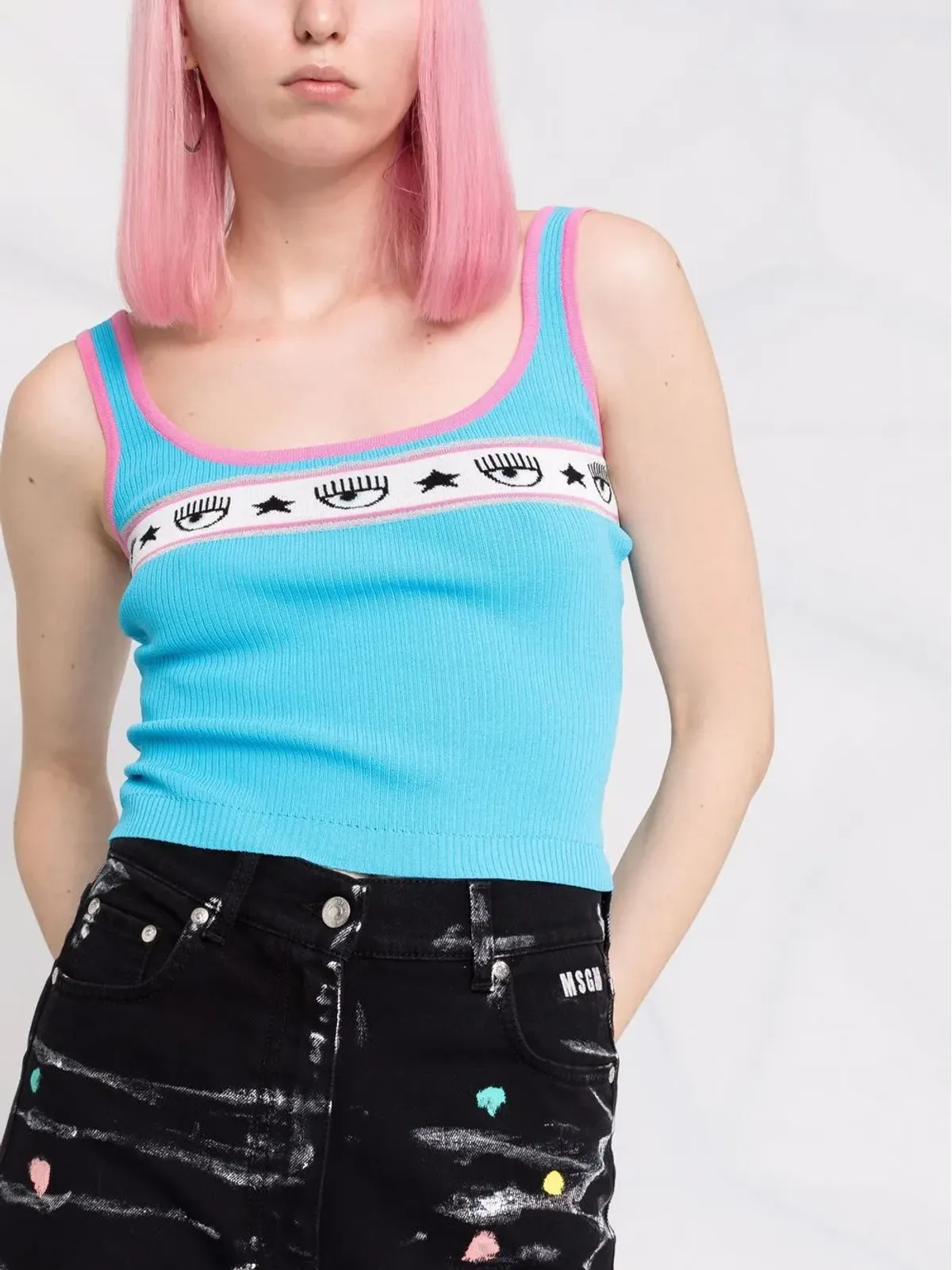 Chiara Ferragni アイモチーフ付きニットベストトップ - 画像5