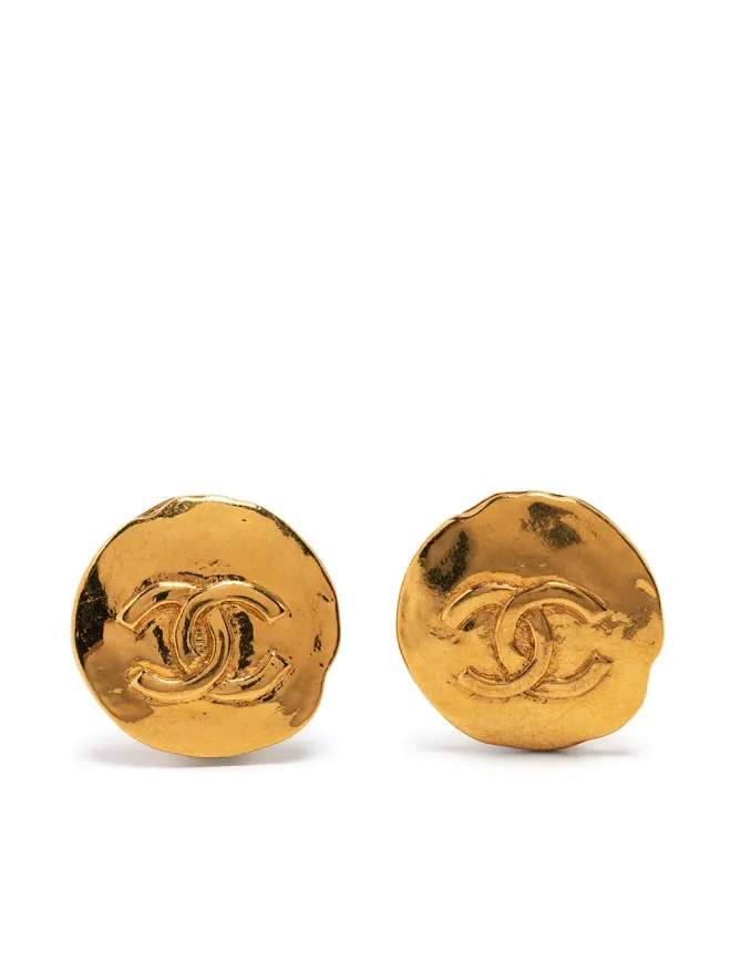 CHANEL Pre-Owned CHANEL Pre-Owned 1993年 CCロゴ丸型クリップオンイヤリング - ゴールドの商品画像