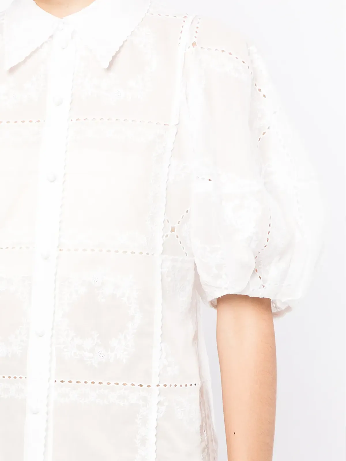 Chloé 刺繍デザイン パフスリーブ シャツ - 画像5