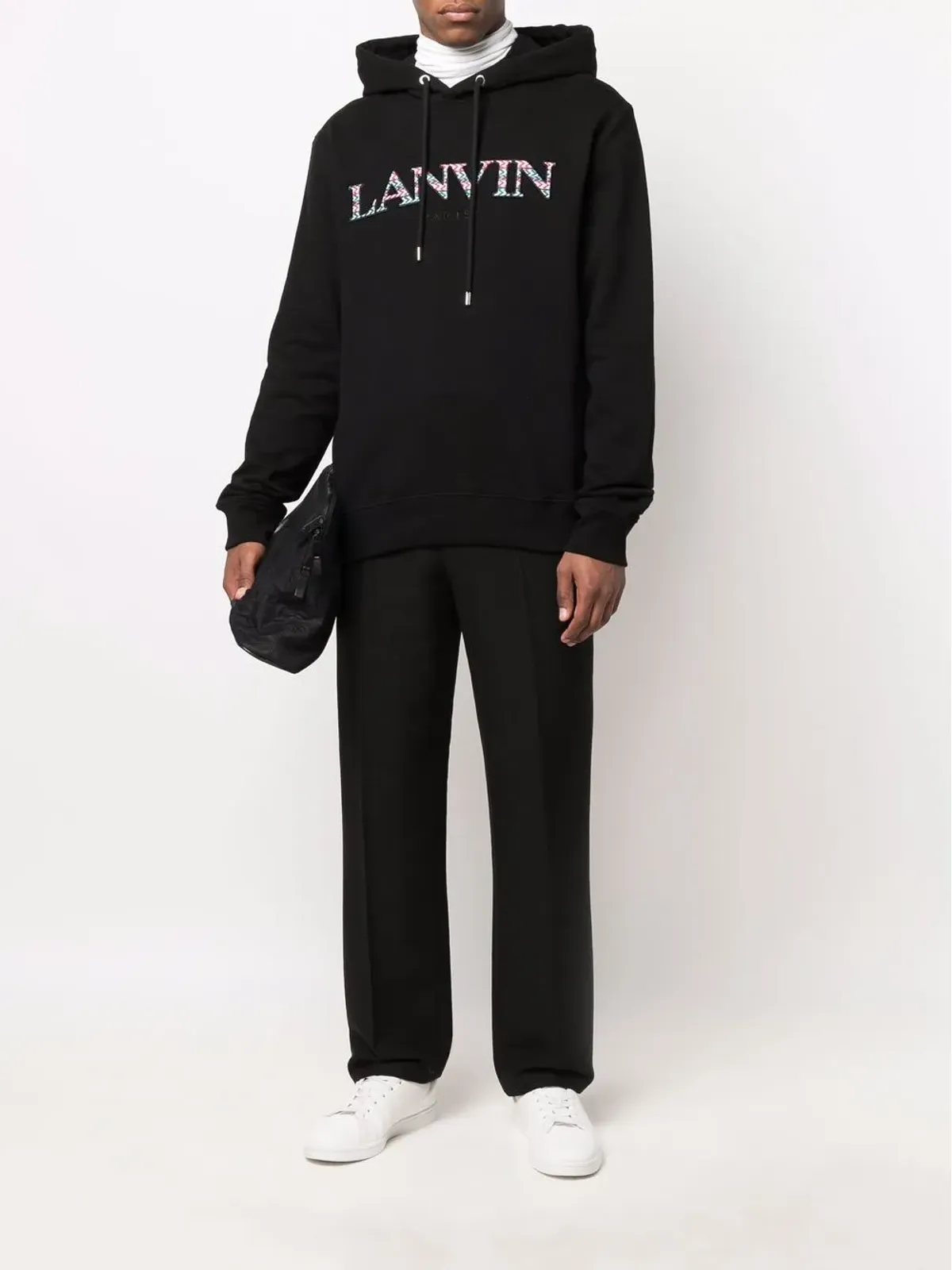 Lanvin 刺繍ロゴ入りドローストリングフードパーカー - 画像2