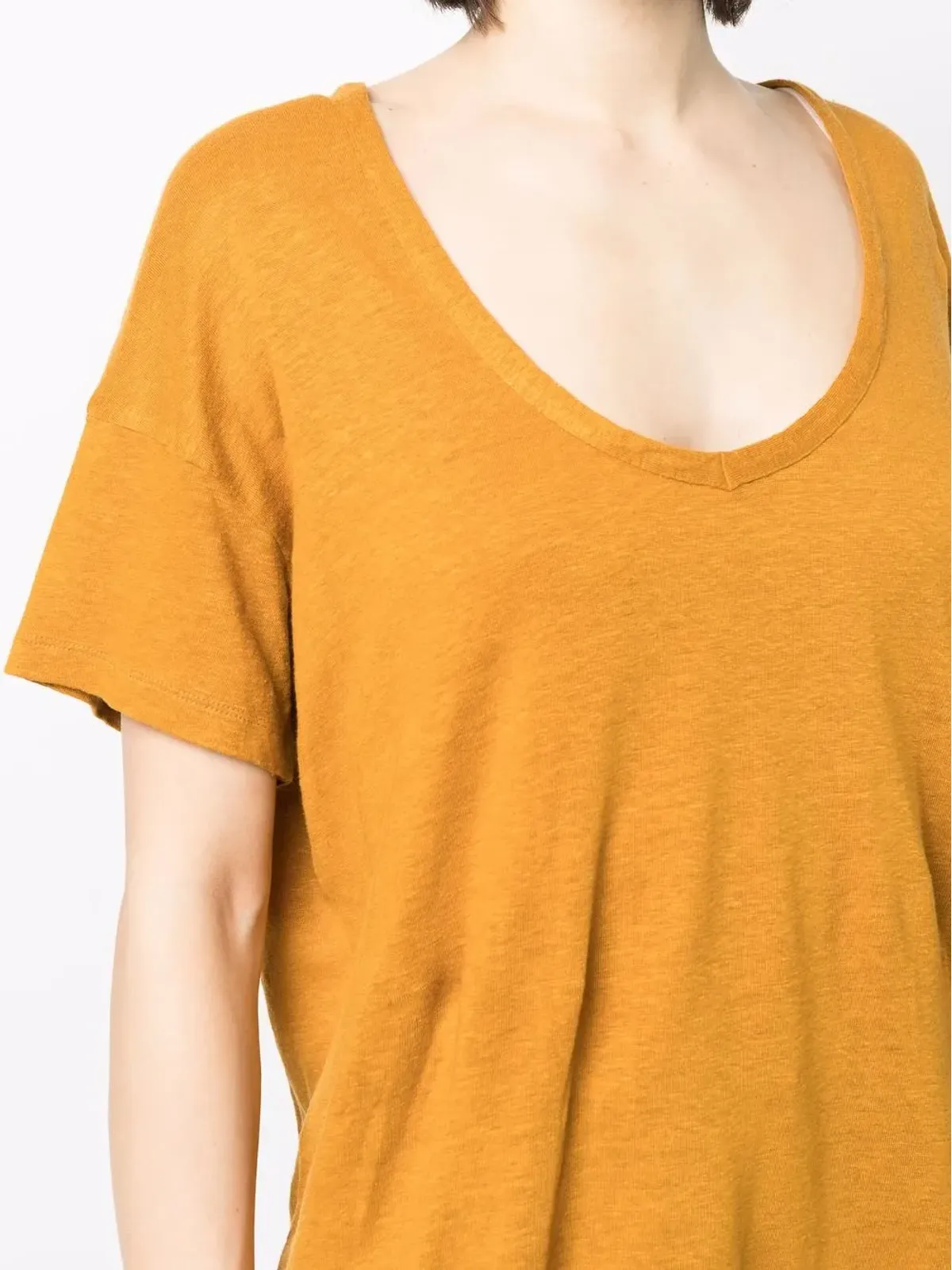 PAULA VネックリネンTシャツ - イエロー - 画像5