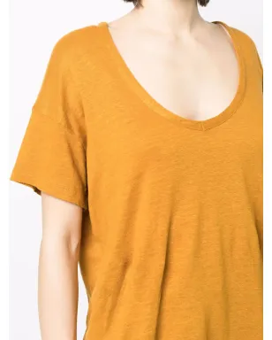 PAULA VネックリネンTシャツ - イエロー - サムネイル5