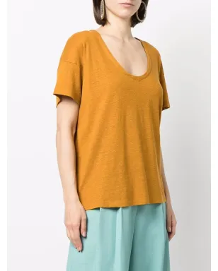 PAULA VネックリネンTシャツ - イエロー - サムネイル3