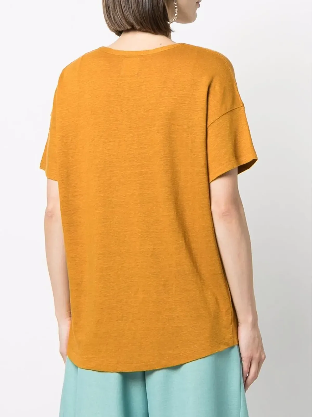 PAULA VネックリネンTシャツ - イエロー - 画像4