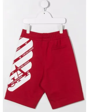 Emporio Armani Kids ロゴプリント ドローストリングショーツ - レッド - サムネイル2