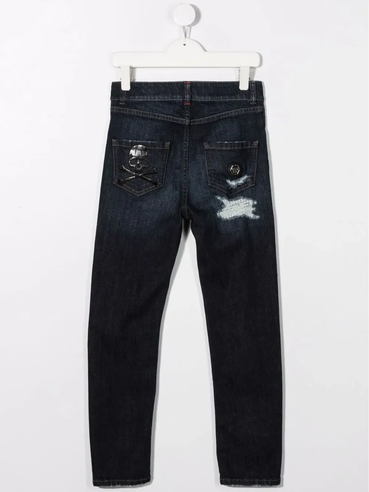 Philipp Plein Junior デニムパンツ（ダメージ加工・スリムフィット）ブルー - 画像2