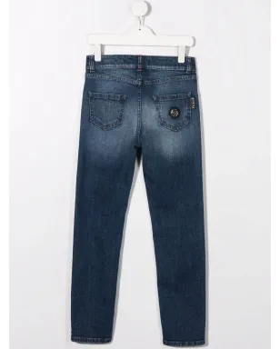 Philipp Plein Junior ロゴパッチスリムカットジーンズ - Blue - サムネイル2