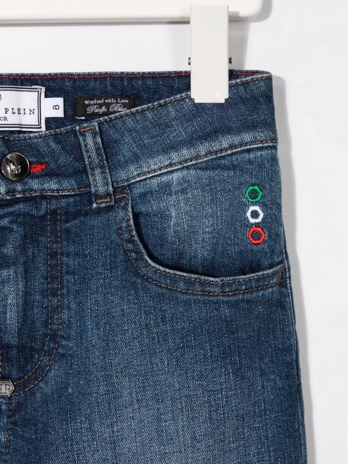 Philipp Plein Junior ロゴパッチスリムカットジーンズ - Blue - 画像3
