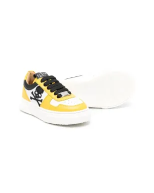 Philipp Plein Junior スカル刺繍入りレースアップスニーカー - ホワイト - サムネイル2