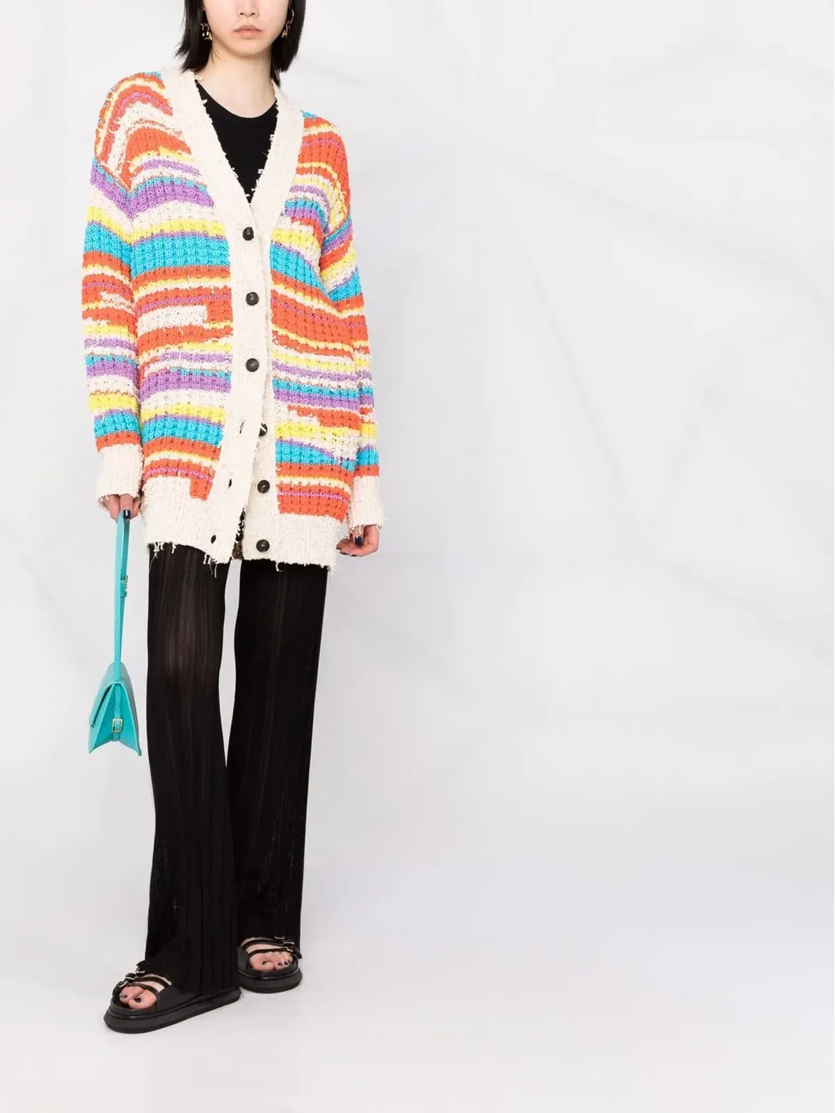 MSGM ストライプ柄のボリュームニットカーディガン - 画像2