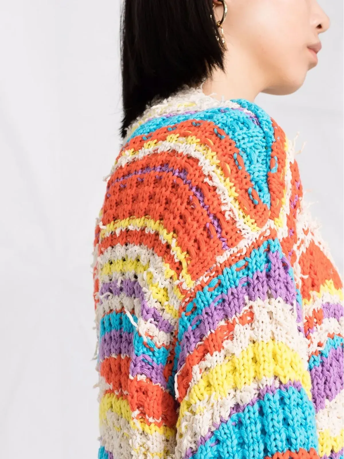 MSGM ストライプ柄のボリュームニットカーディガン - 画像3
