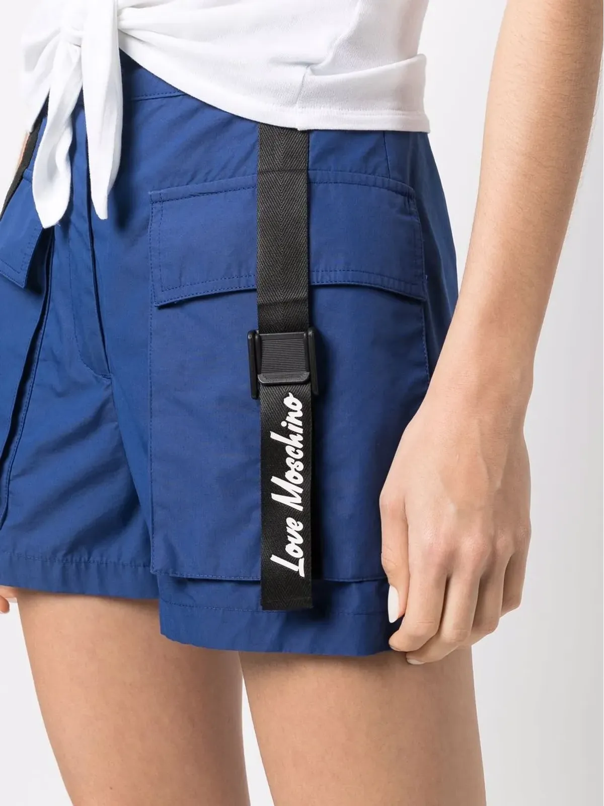 Love Moschino ハイウエストカーゴショーツ ブルー - 画像5
