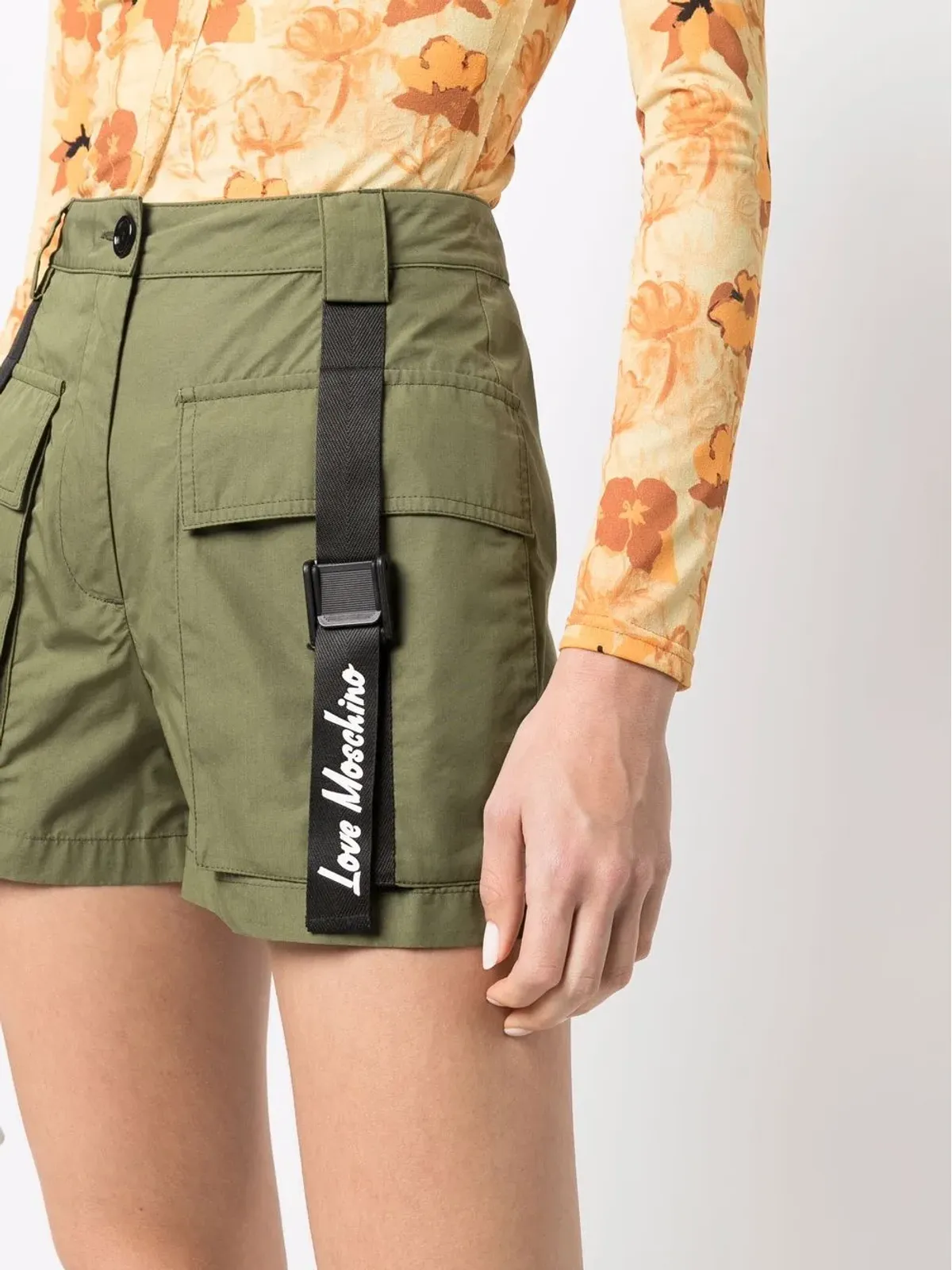 Love Moschino ロゴテープ プリーツショーツ - グリーン - 画像5