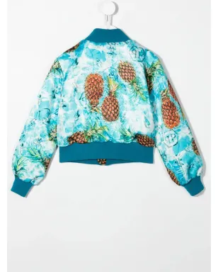 Philipp Plein Junior パイナップルプリント ボンバージャケット - Blue - サムネイル2