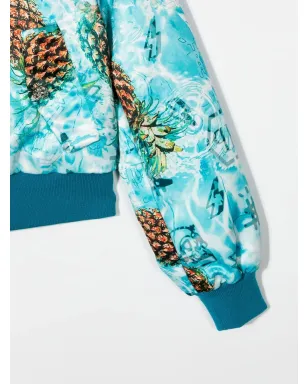 Philipp Plein Junior パイナップルプリント ボンバージャケット - Blue - サムネイル3