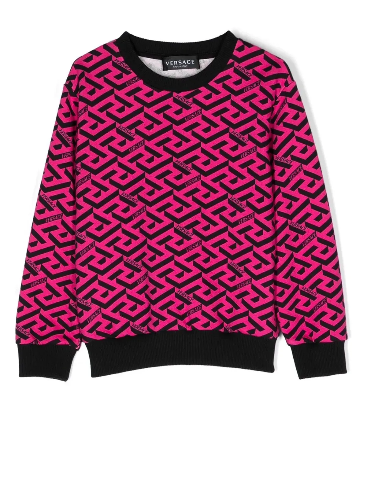 Versace Kids Greca-print コットン スウェットシャツ（ピンク） - 画像1