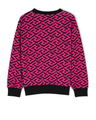 Versace Kids Greca-print コットン スウェットシャツ（ピンク） - サムネイル2