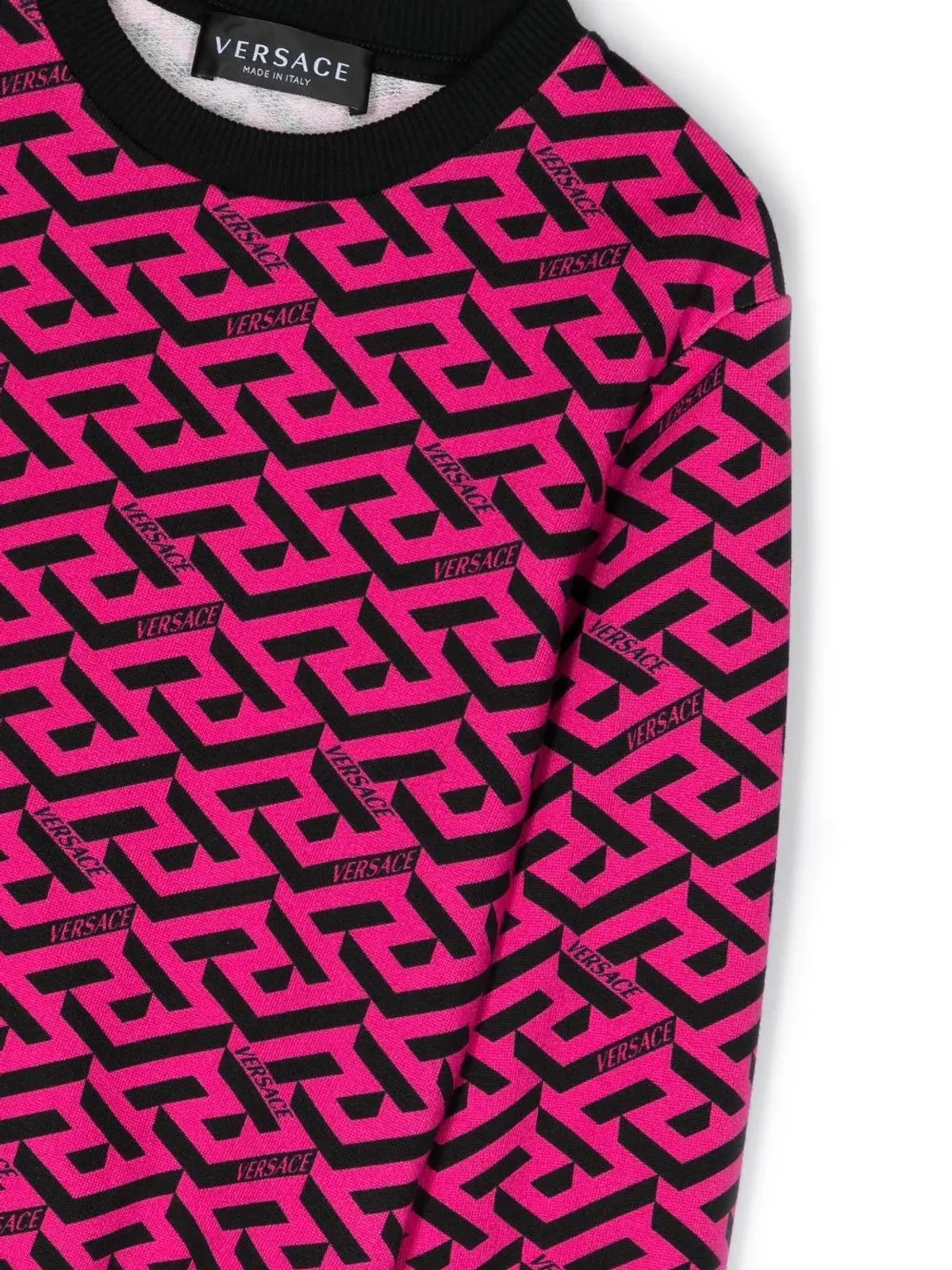 Versace Kids Greca-print コットン スウェットシャツ（ピンク） - 画像3