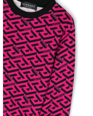 Versace Kids Greca-print コットン スウェットシャツ（ピンク） - サムネイル3