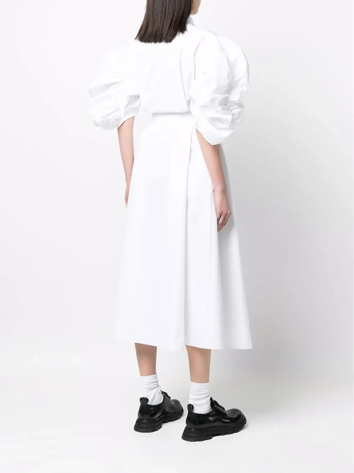 Alexander McQueen パフスリーブ ベルト付き コットン シャツドレス - 画像4