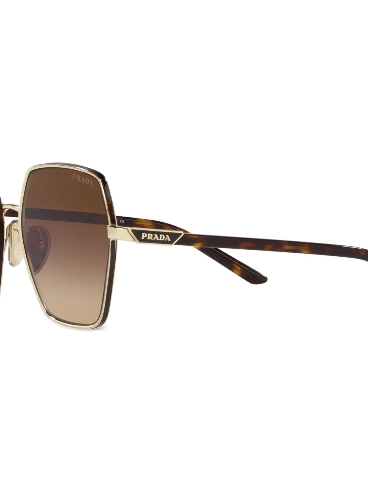 Prada Eyewear オーバサイズフレーム サングラス ゴールド - 画像3