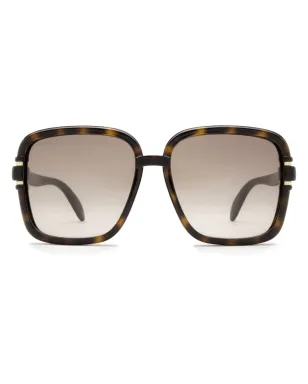 Gucci Eyewear 鼈甲柄スクエアフレームサングラス - ブラウン - サムネイル1