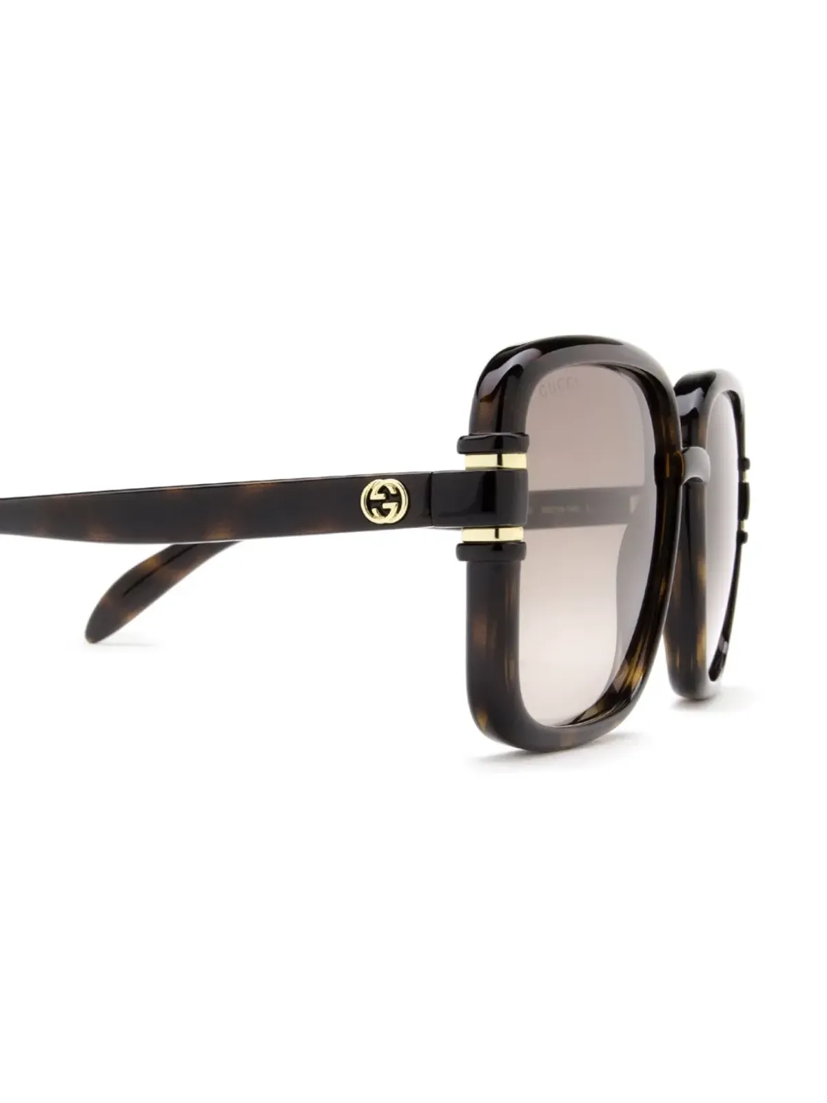 Gucci Eyewear 鼈甲柄スクエアフレームサングラス - ブラウン - 画像3