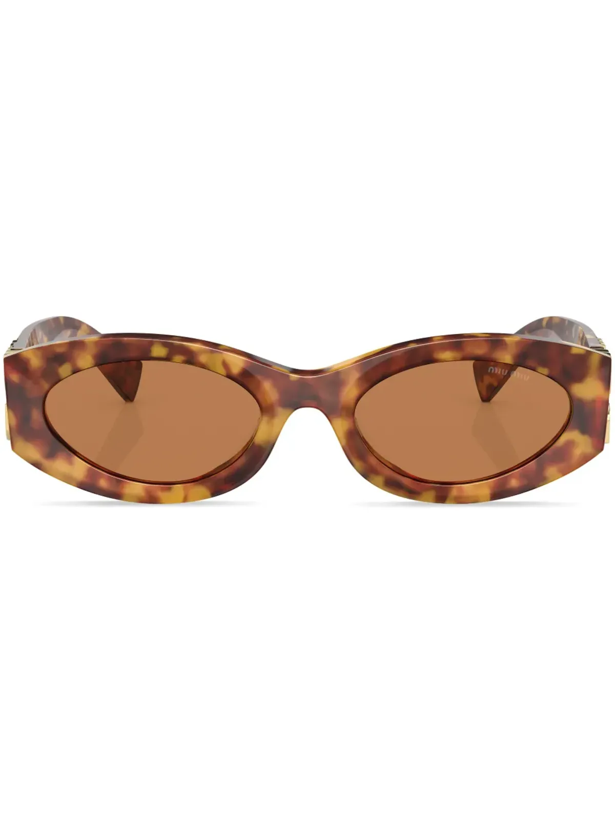 Miu Miu Eyewear グリーンべっ甲風 猫目サングラス - 画像1