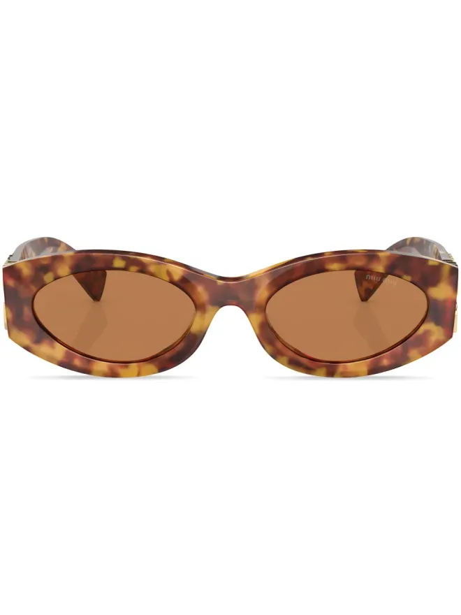 Miu Miu Eyewear Miu Miu Eyewear グリーンべっ甲風 猫目サングラスの商品画像