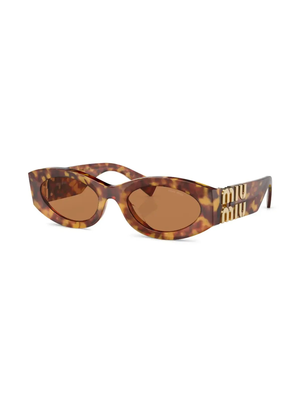 Miu Miu Eyewear グリーンべっ甲風 猫目サングラス - 画像2