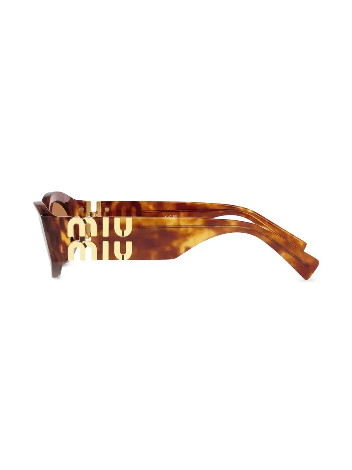 Miu Miu Eyewear グリーンべっ甲風 猫目サングラス - 画像4