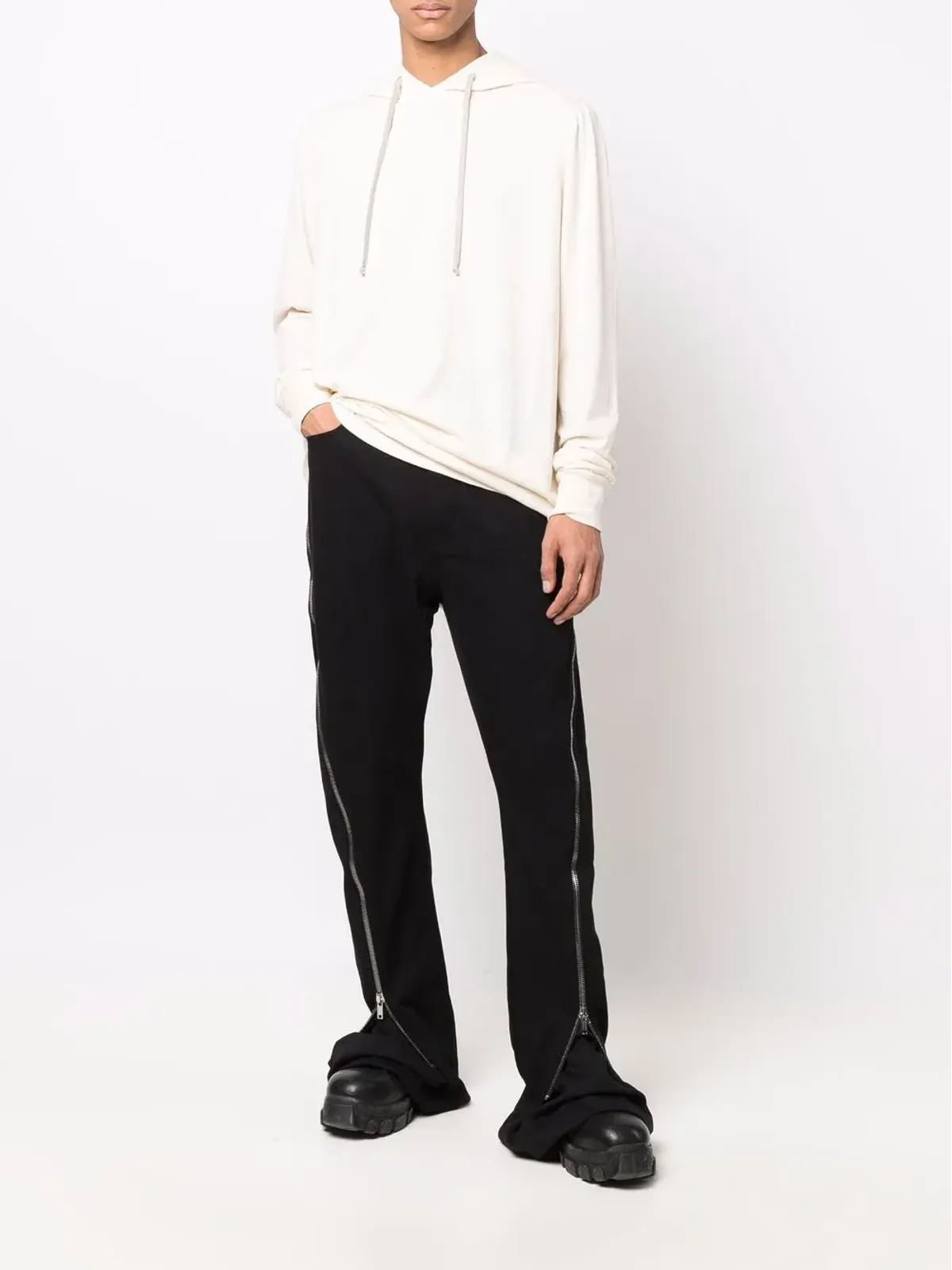 Rick Owens DRKSHDW ドローストリング付きプルオーバーフーディ - 画像2