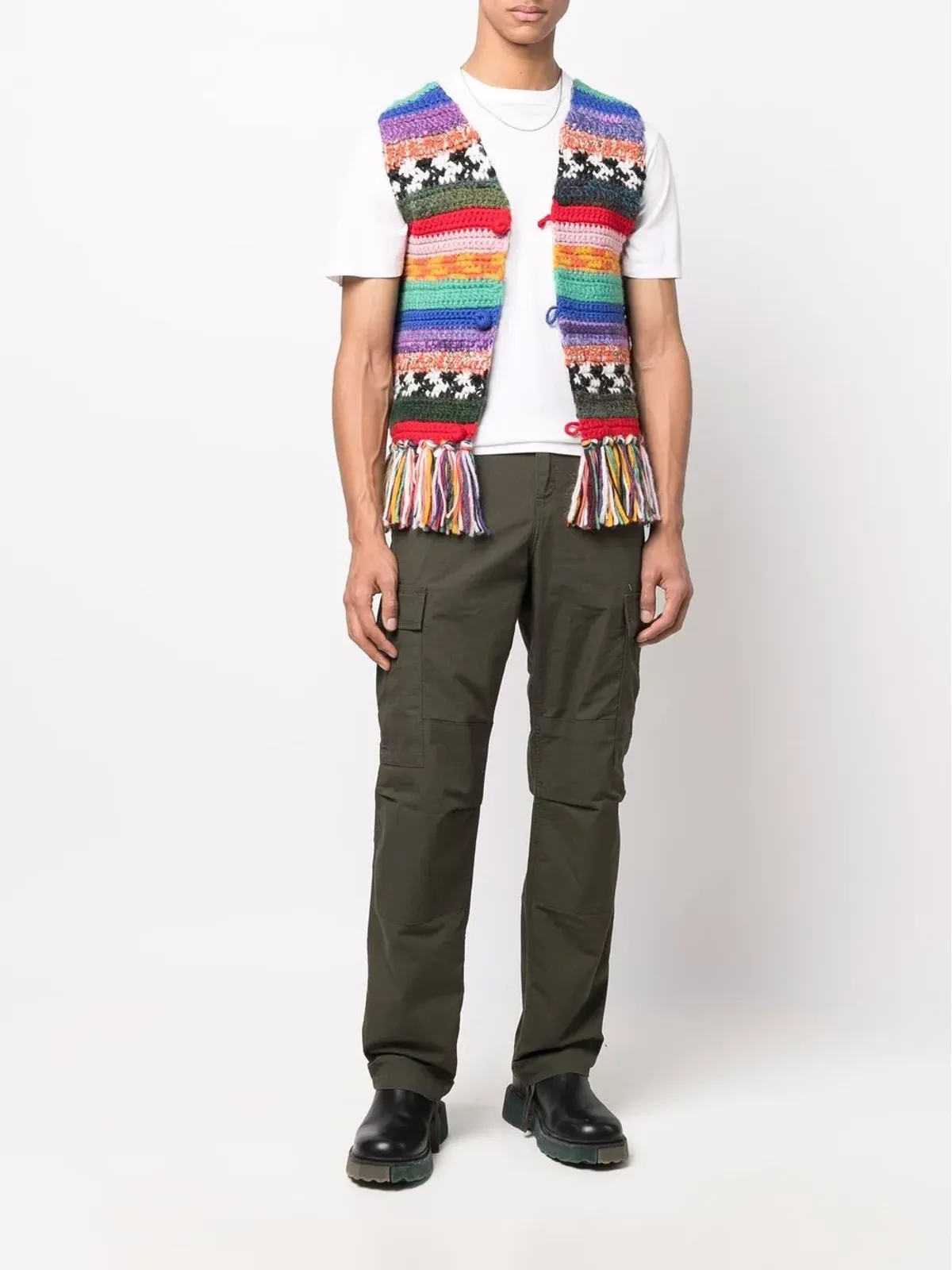 DSQUARED2 フリンジ付きカラー・ブロック ウエストコート - 画像2