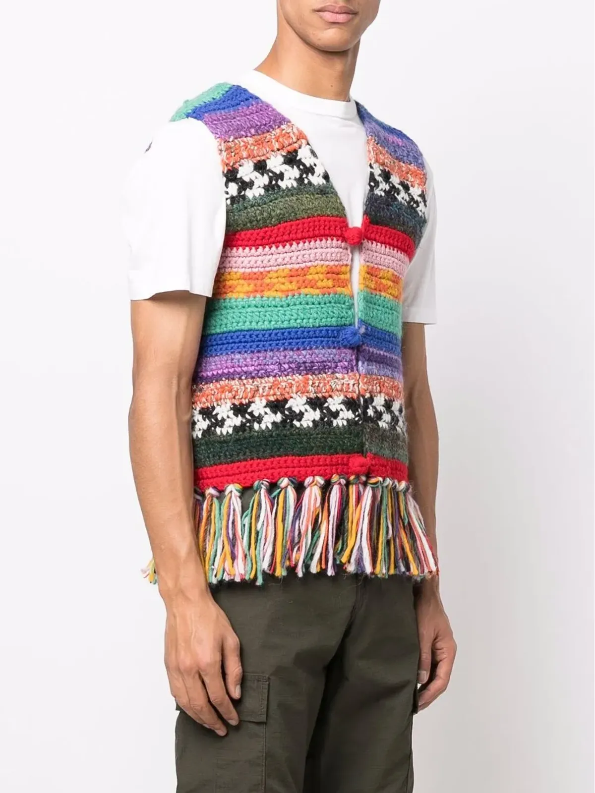 DSQUARED2 フリンジ付きカラー・ブロック ウエストコート - 画像3