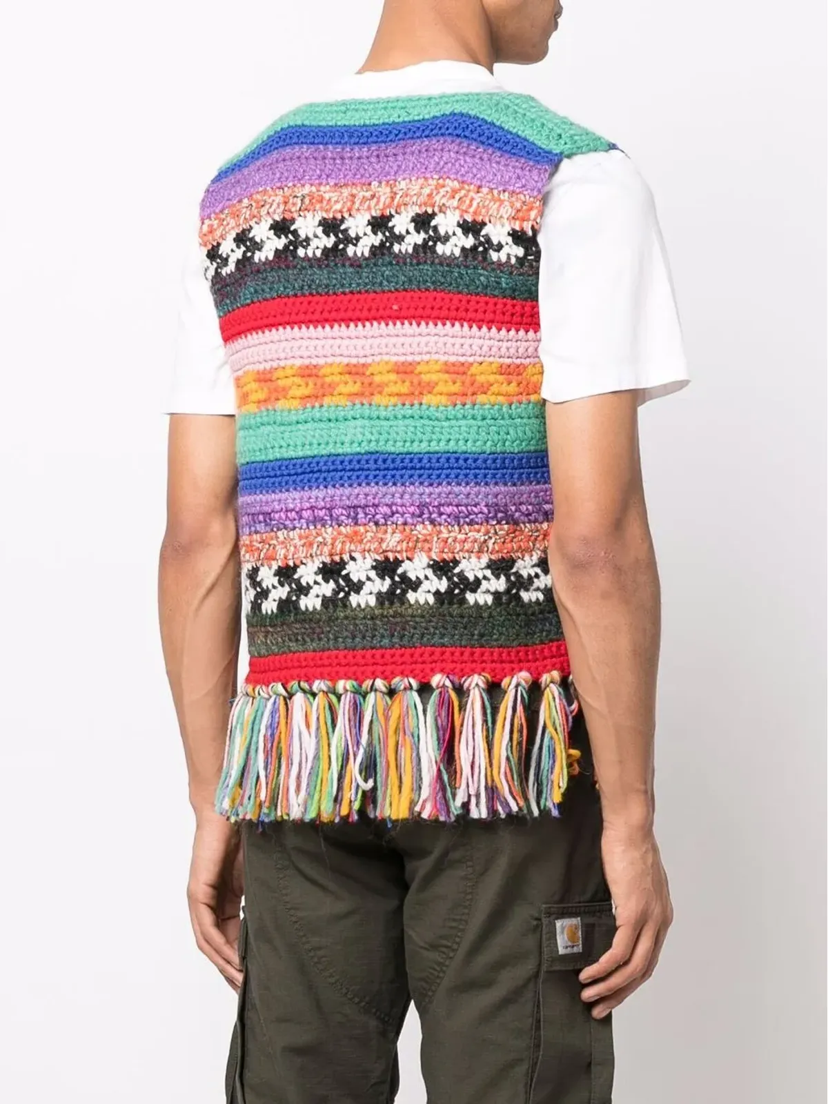 DSQUARED2 フリンジ付きカラー・ブロック ウエストコート - 画像4