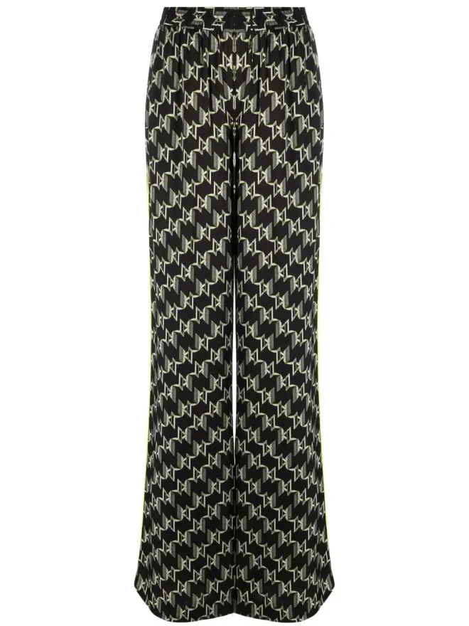Karl Lagerfeld Karl Lagerfeld モノグラム柄ワイドレッグパンツ - ブラックの商品画像