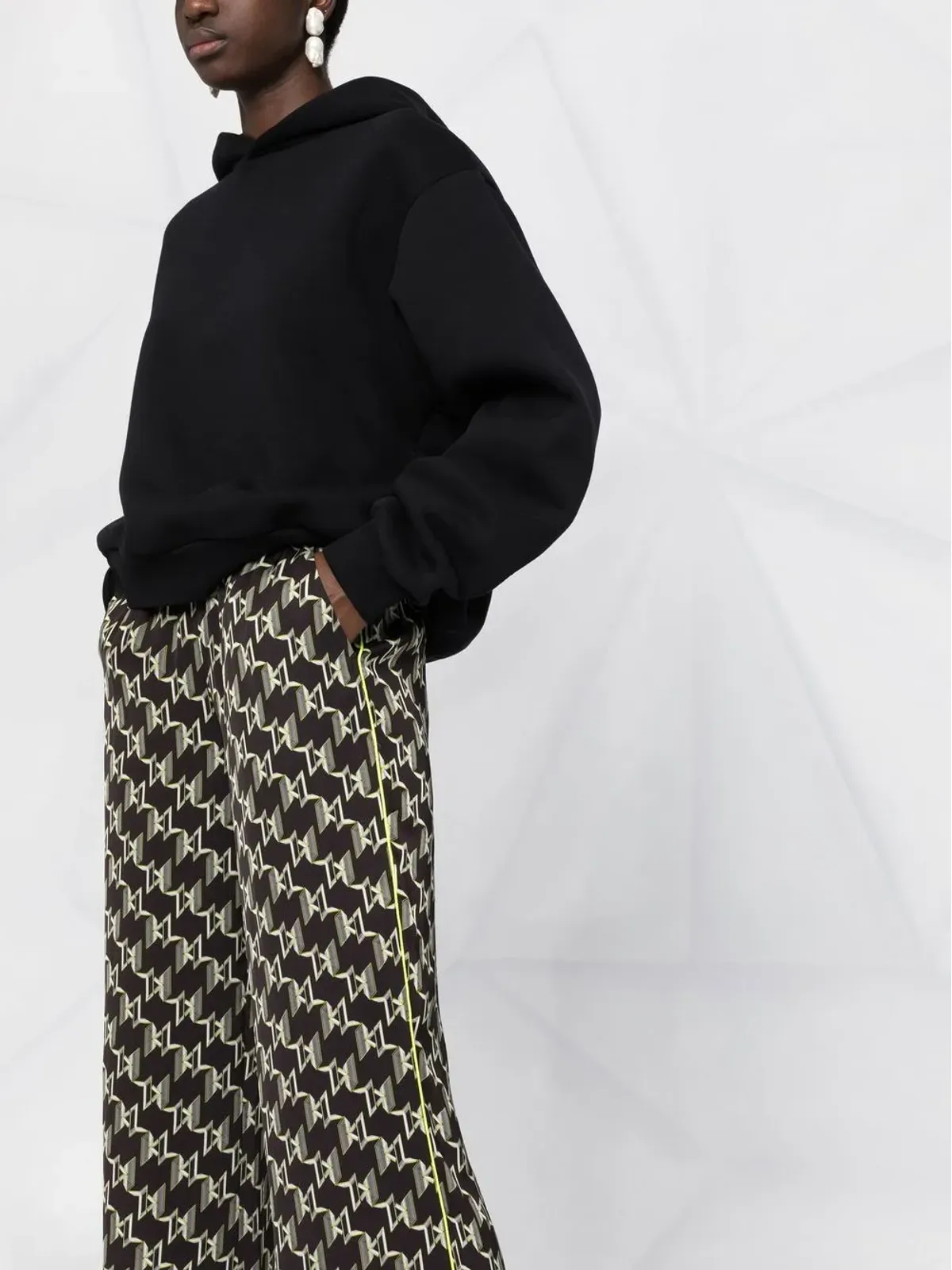 Karl Lagerfeld モノグラム柄ワイドレッグパンツ - ブラック - 画像5
