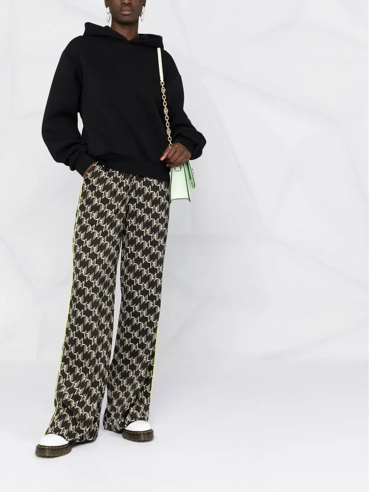 Karl Lagerfeld モノグラム柄ワイドレッグパンツ - ブラック - 画像2