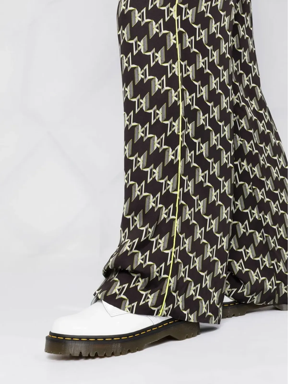 Karl Lagerfeld モノグラム柄ワイドレッグパンツ - ブラック - 画像3