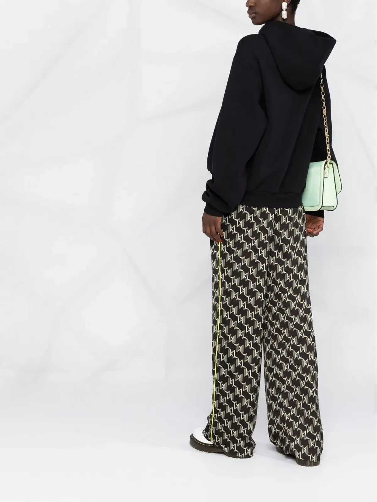 Karl Lagerfeld モノグラム柄ワイドレッグパンツ - ブラック - 画像4