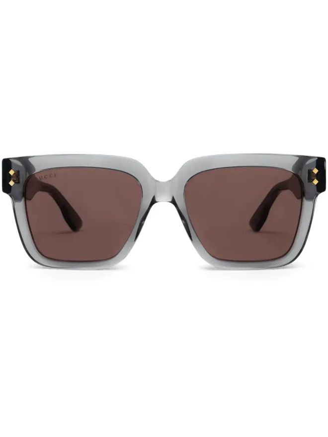Gucci Eyewear Gucci Eyewear ロゴプリント スクエアフレーム サングラス - グレーの商品画像