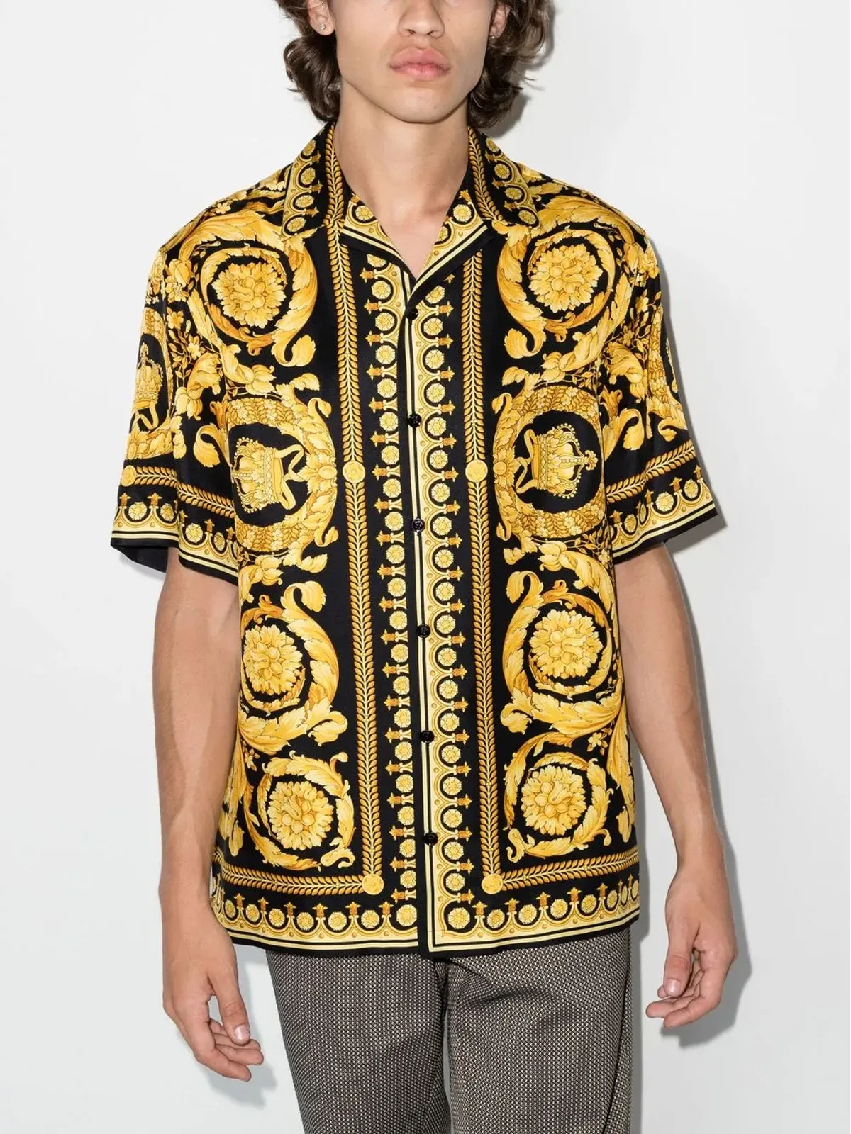 Versace バーロッコ・プリント シルクシャツ - イエロー - 画像2