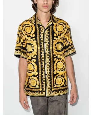 Versace バーロッコ・プリント シルクシャツ - イエロー - サムネイル2