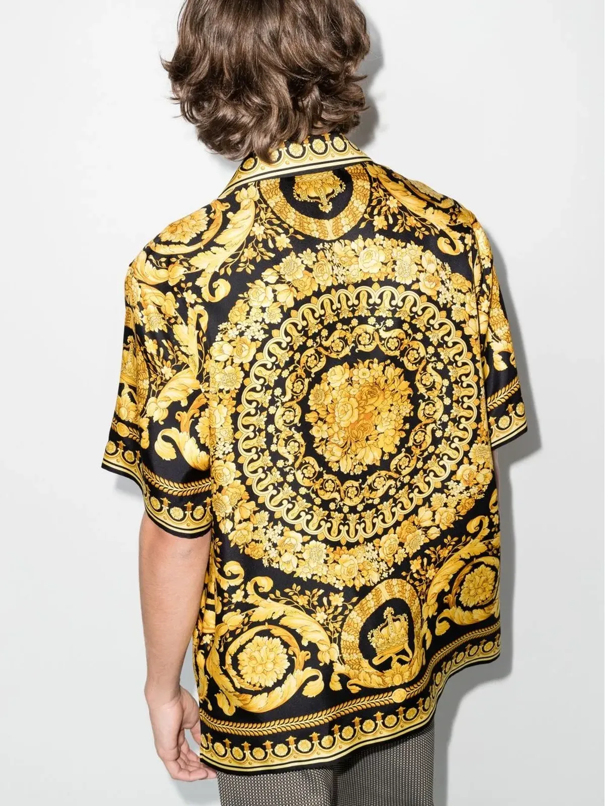 Versace バーロッコ・プリント シルクシャツ - イエロー - 画像3