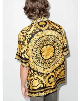 Versace バーロッコ・プリント シルクシャツ - イエロー - サムネイル3