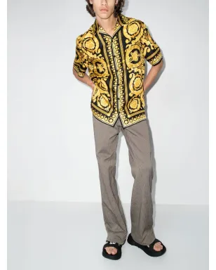 Versace バーロッコ・プリント シルクシャツ - イエロー - サムネイル4
